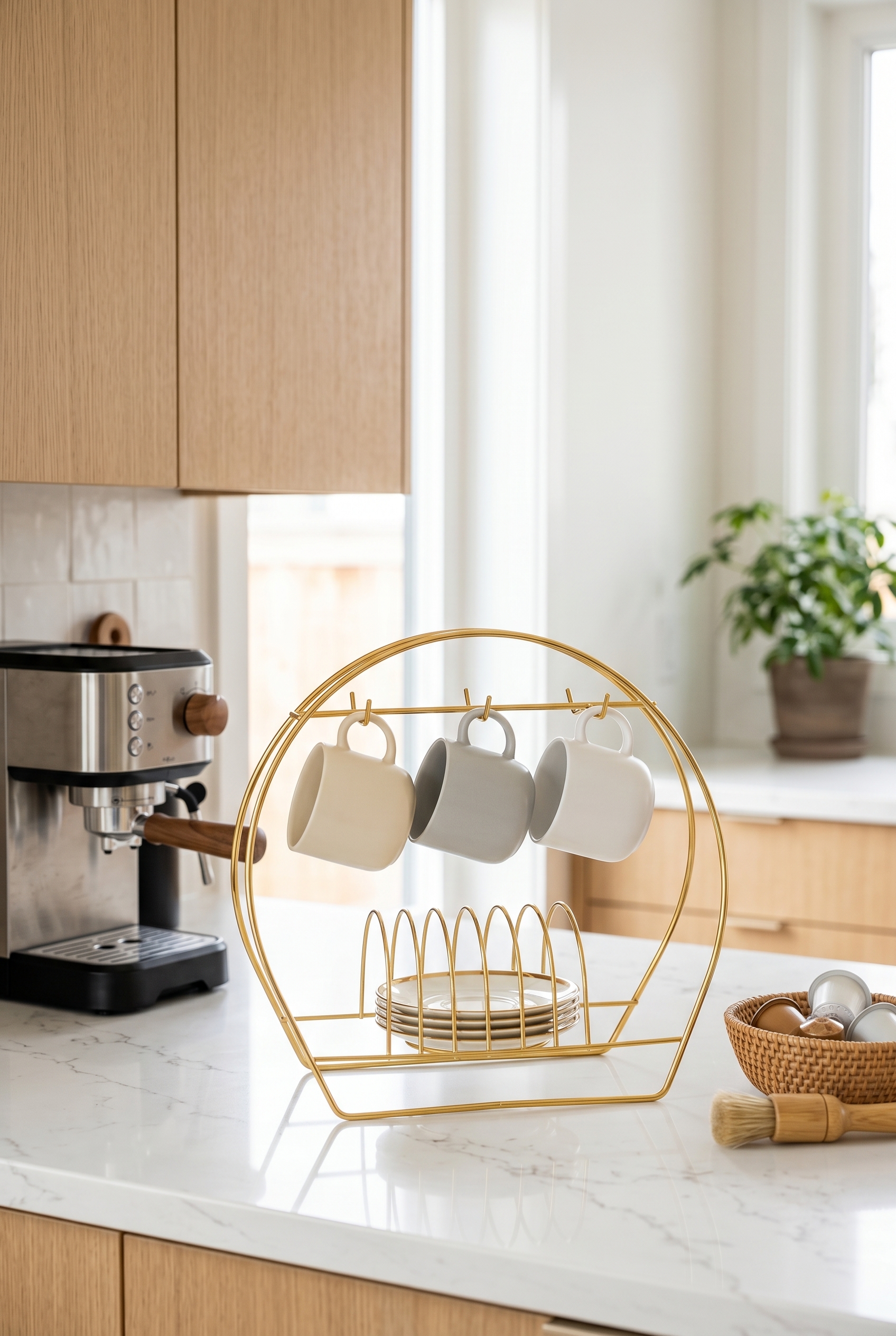 Filora Home Support à tasses à café — dans une cuisine scandinave moderne