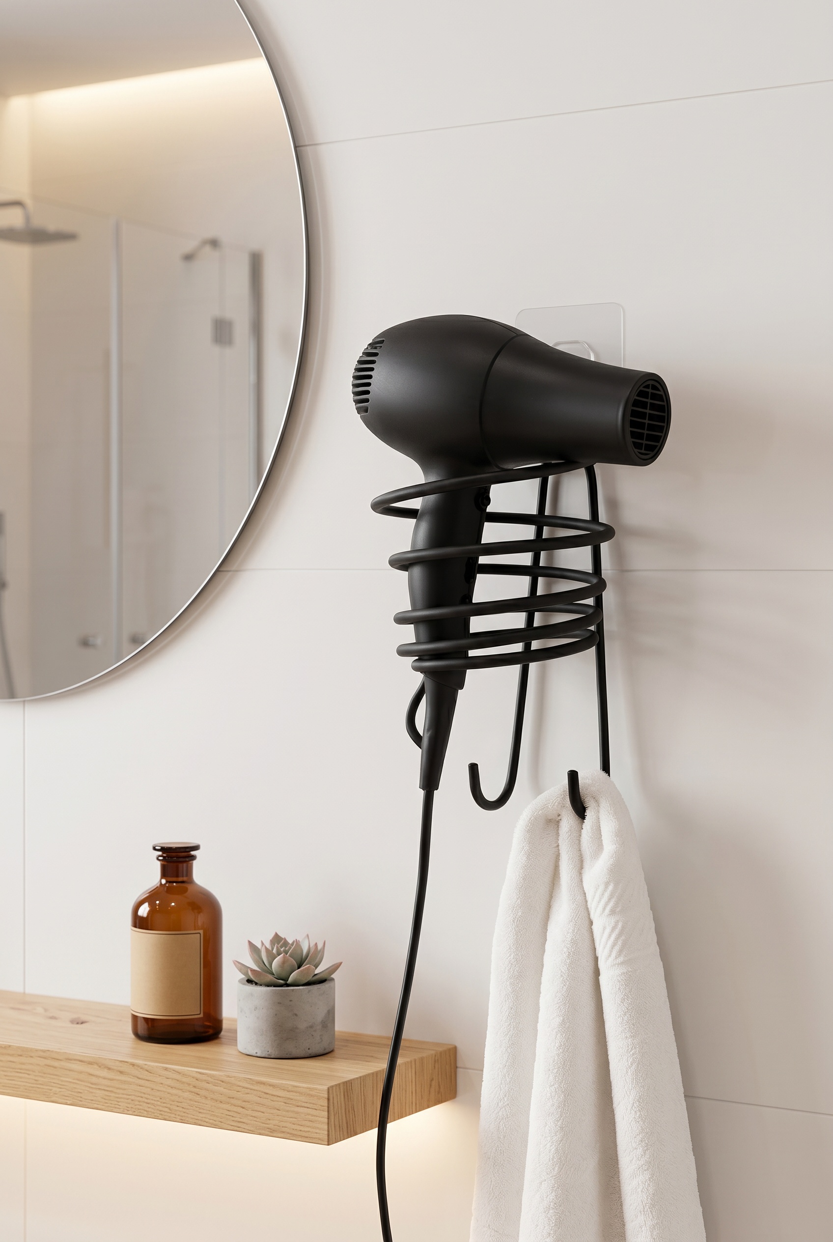 Filora Home Support sèche-cheveux — dans une cuisine scandinave moderne