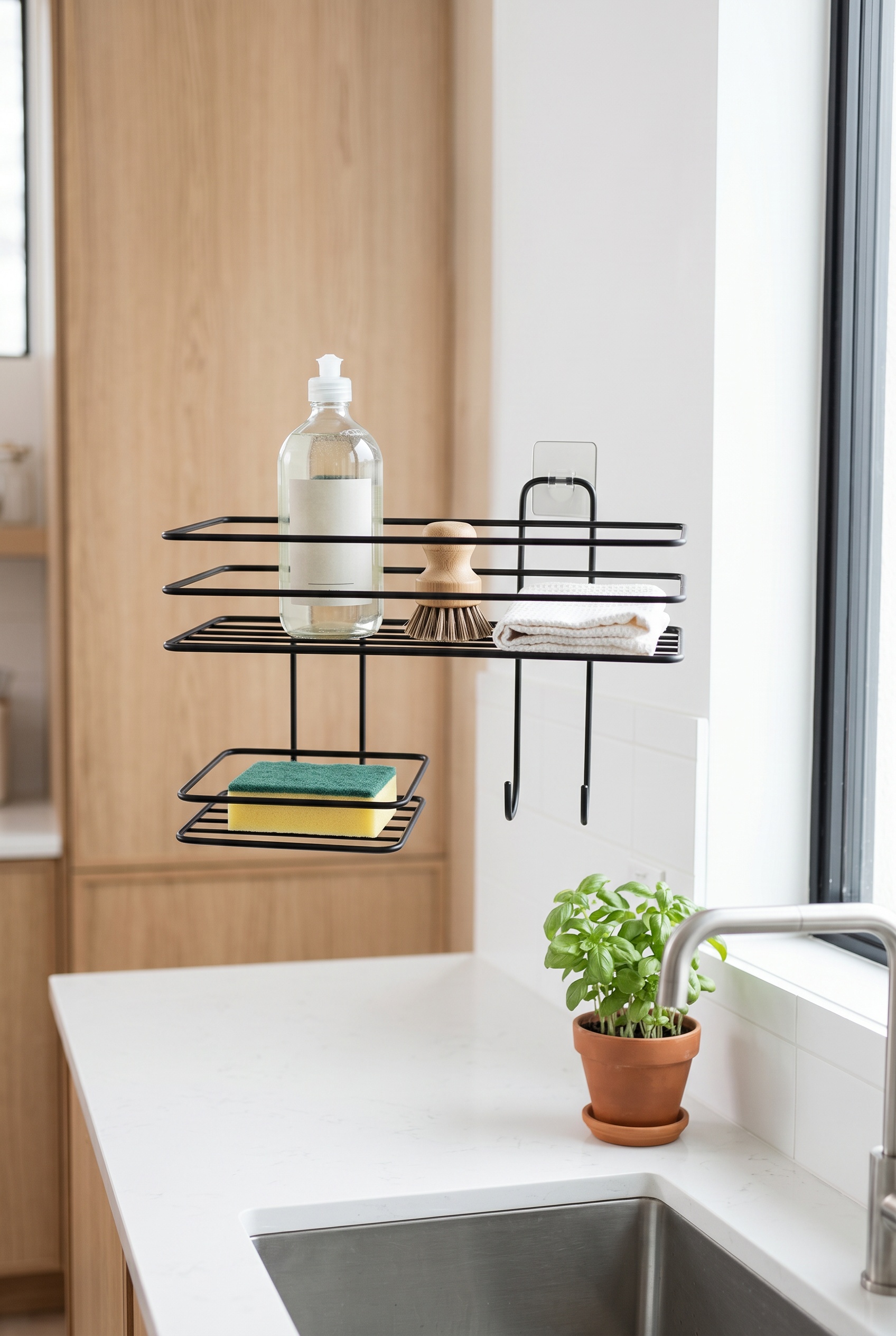 Filora Home Organisateur porte-savon suspendu — dans une cuisine scandinave moderne