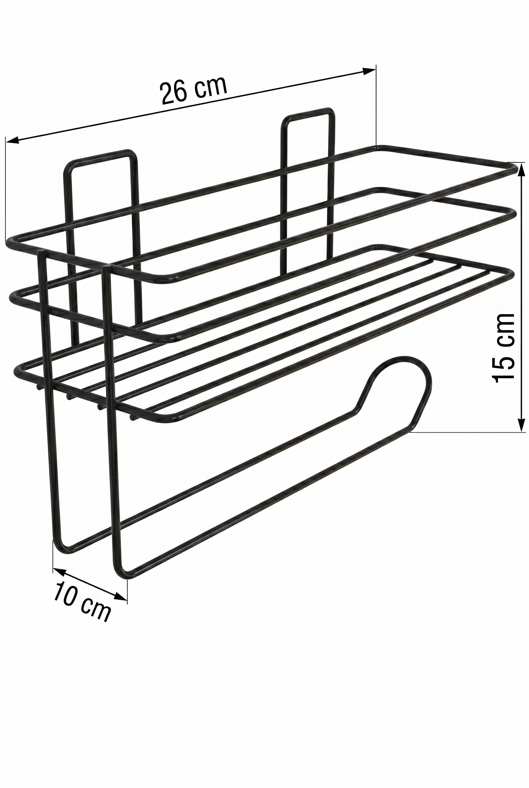 Filora Home Porte-essuie-tout rectangulaire avec étagère — dimensions et mesures du produit